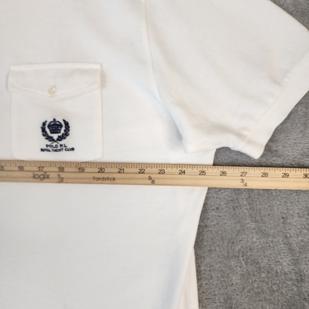 Polo Ralph Lauren Royal Yacht Club Shirt Mens XL White Pique Pocket Vintage Polo - Picture 4 of 11